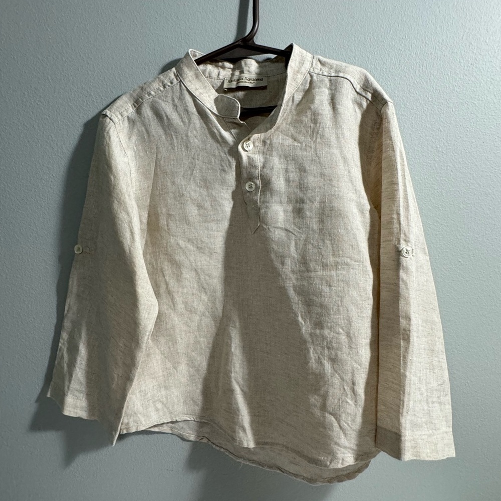Sartoria Saracena boys 100% linen shirt made made in Italy
